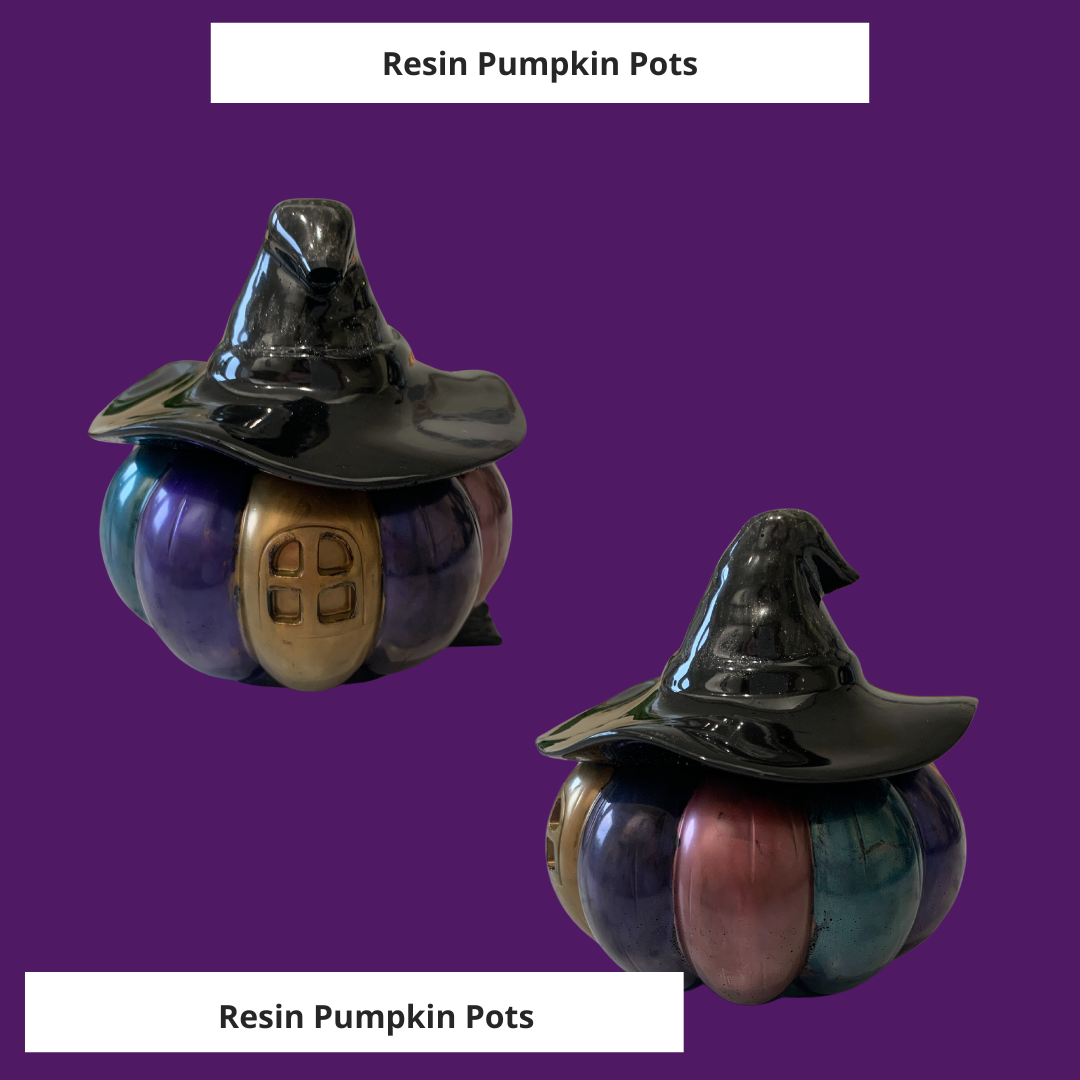Pumpkin Pot With Witch Hat