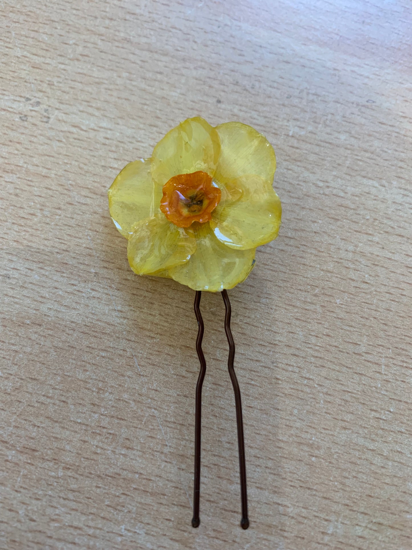 Yellow Daffodil Hair Pins x 3
