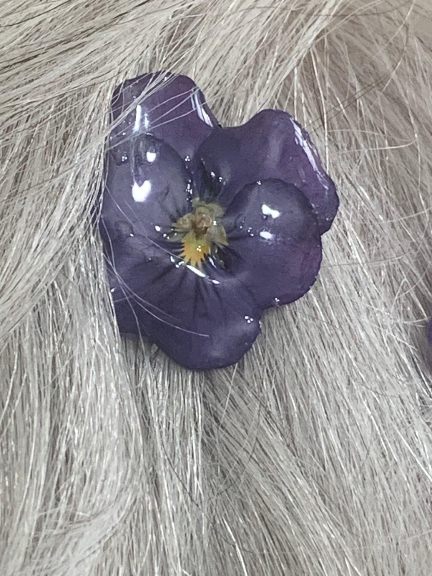 Deep Blue Pansy Hair Pins x 3