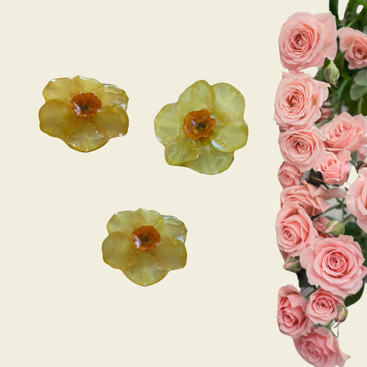 Yellow Daffodil Hair Pins x 3