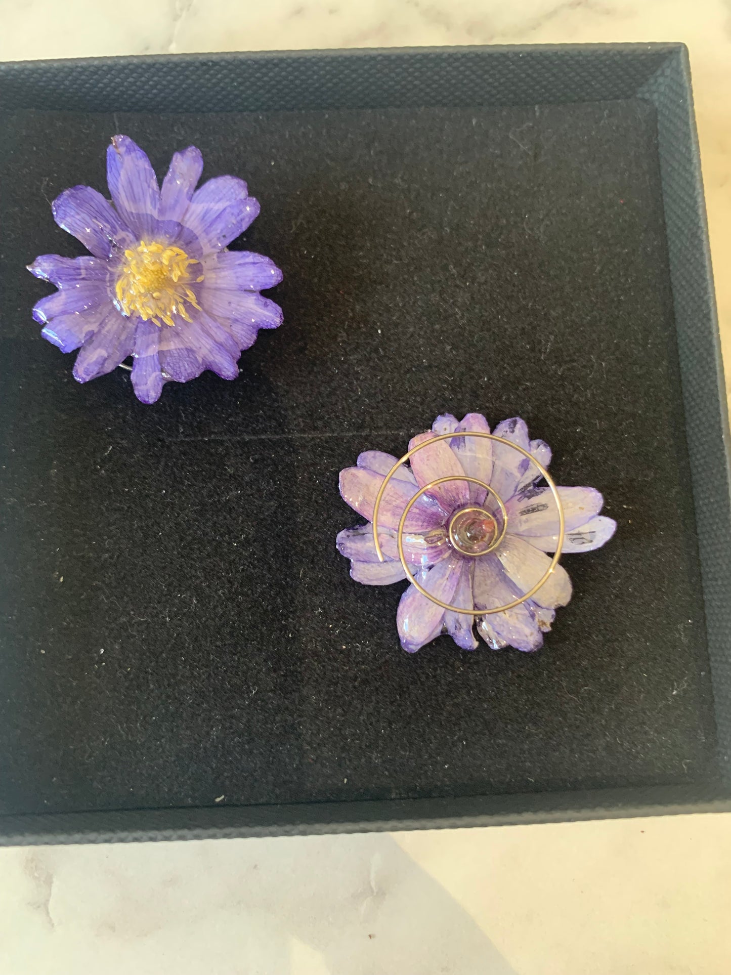 Blue Anemone Hair Pins x 3